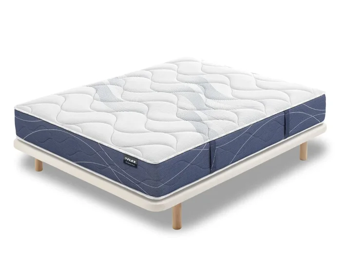 Pack colchón Habana Flex + Base Tapizada Tapiflex con Patas Haya 90×190 – Colchones Vela