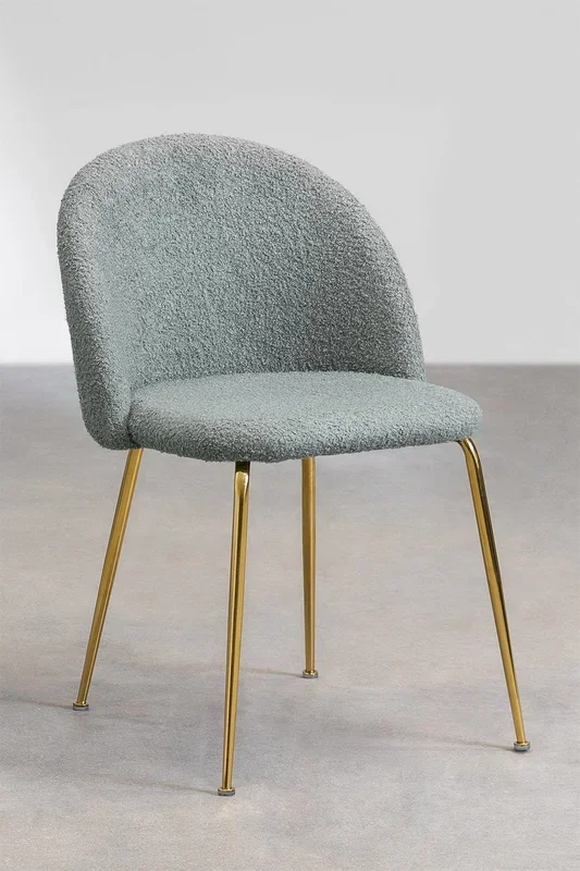 Pack de 2 Silla de Comedor en Borreguito Kana Design Celadón – SKLUM