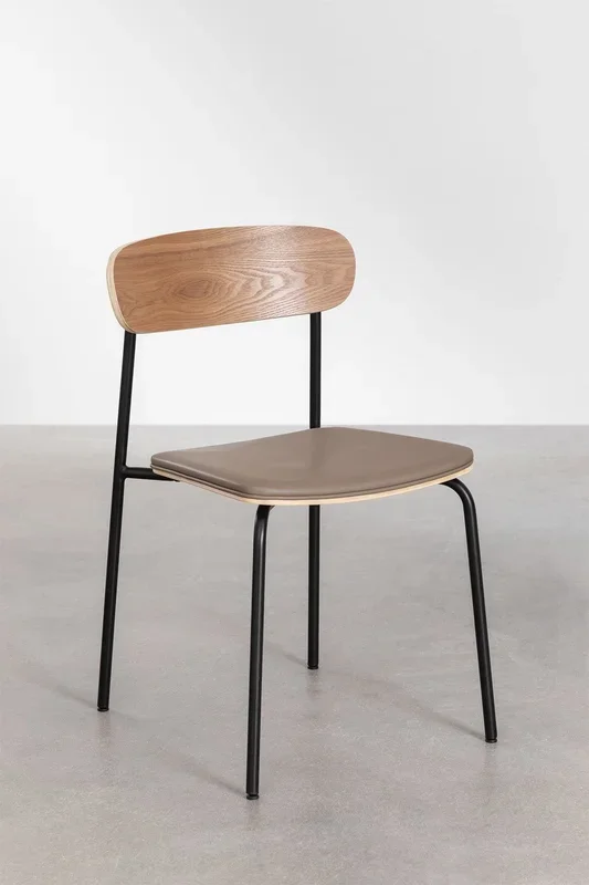 Pack de 2 Sillas de Comedor Apilables en Polipiel Wilpier Negro – SKLUM