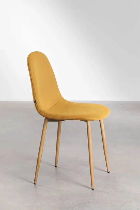 Pack de 2 sillas de comedor en terciopelo Glamm Mostaza Madera Natural – SKLUM