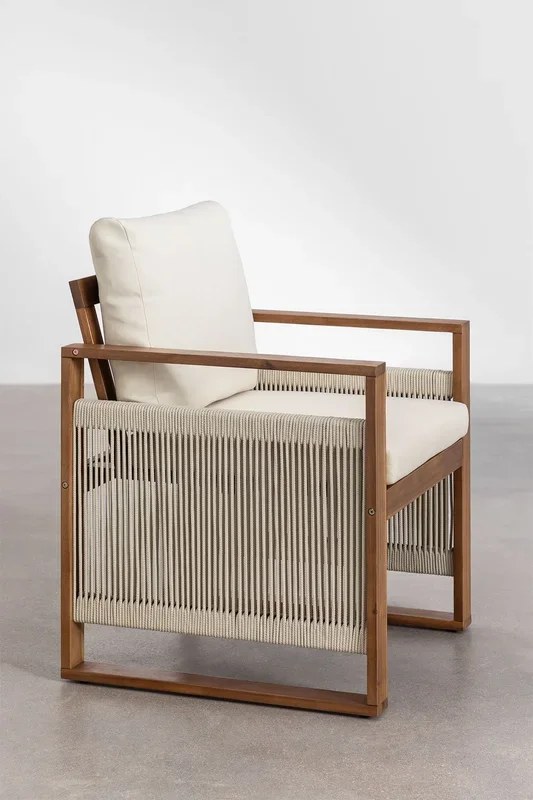 Pack de 2 Sillas de Jardín con Reposabrazos en Madera de Acacia Nayely Marrón Acacia – SKLUM