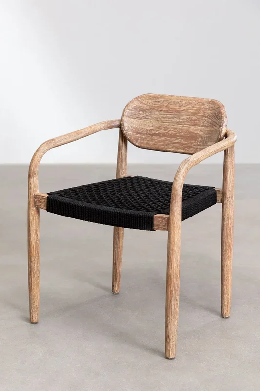 Pack de 2 sillas de jardín con reposabrazos en madera Naele Negro – SKLUM