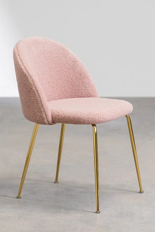 Pack de 4 Silla de Comedor en Borreguito Kana Design Rosa – SKLUM