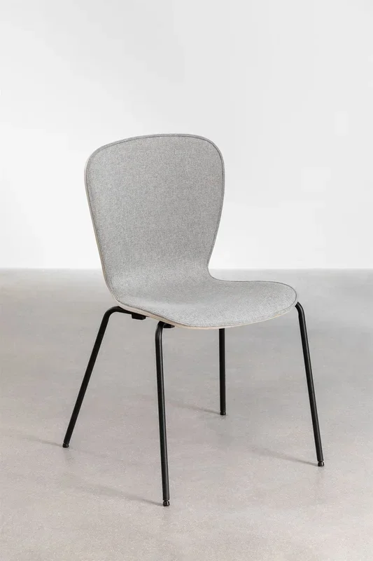 Pack de 4 Sillas de Comedor Apilables Sonja Tela Gris Glacial – SKLUM
