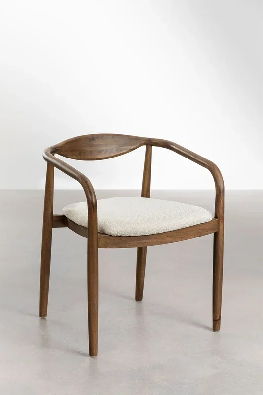 Pack de 4 Sillas de Comedor en Madera de Acacia y Borreguito Mallory Marrón Acacia – SKLUM