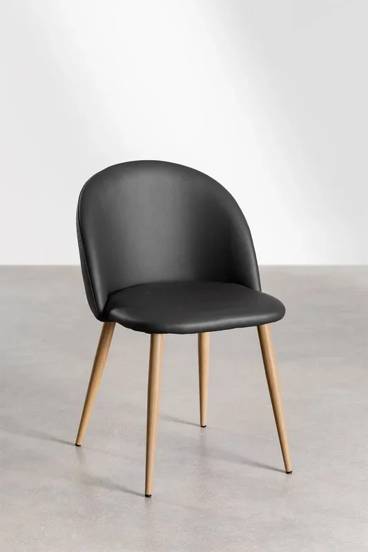 Pack de 4 Sillas de Comedor Tapizada en Polipiel Kana Gris Antracita – SKLUM