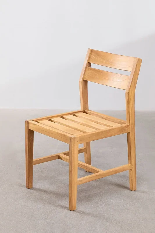 Pack de 4 Sillas de Jardín en Madera de Teca Yolen Madera de Teca – Sin cojín – SKLUM