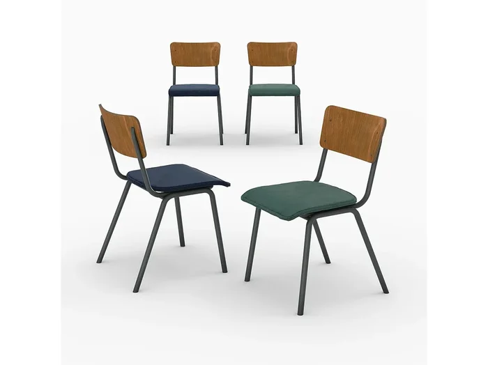 Pack de 4 sillas en terciopelo azul y verde – Nico