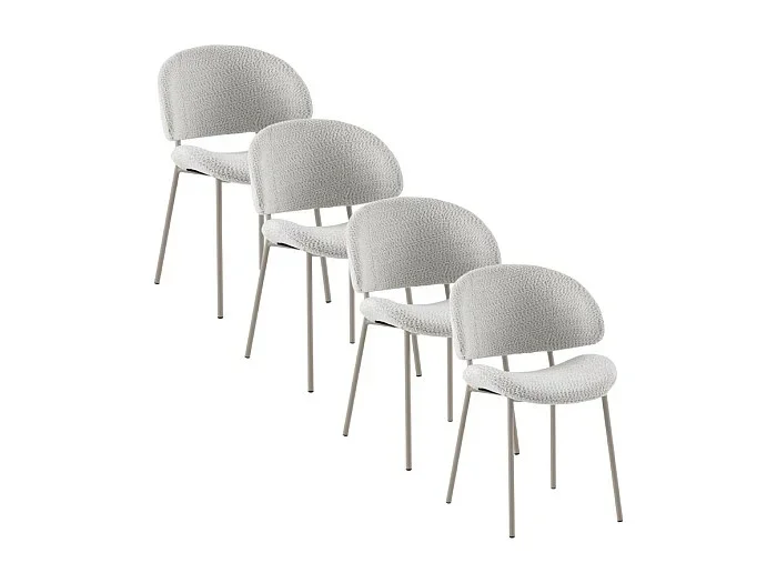 Pack de 4 sillas tapizadas en chenilla color blanco