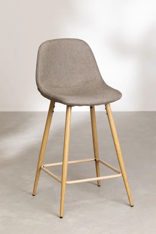 Pack de 4 Taburetes Altos Glamm ↑65 cm Gris Topo Madera Natural – SKLUM