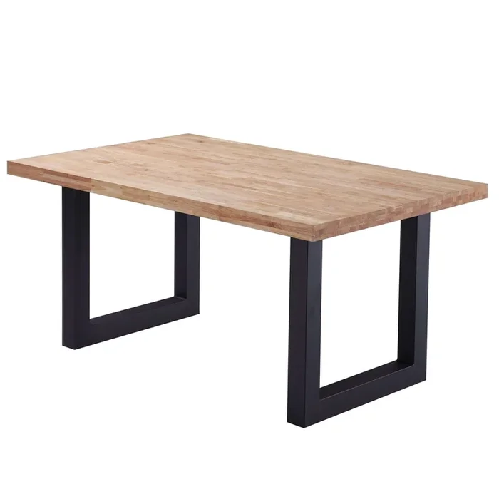 Pack de Mesa Loft Estilo Industrial en Color Roble y Negro con 4 Sillas Estilo Nórdico en Color Blanco y Roble Nordish