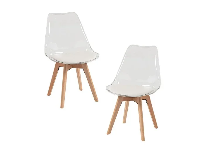 Packs Sillas Comedor – Pack 2 Sillas Synk Transparente Asiento – Blanco
