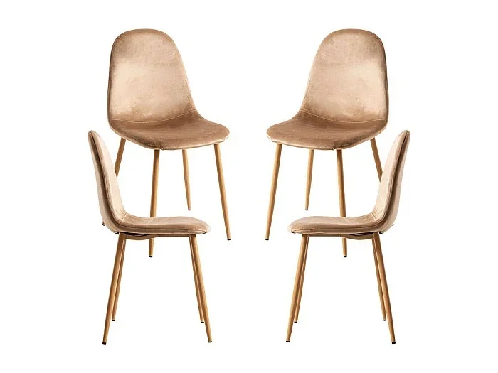 Packs Sillas Comedor – Pack 4 Sillas Teok Terciopelo – Marrón claro