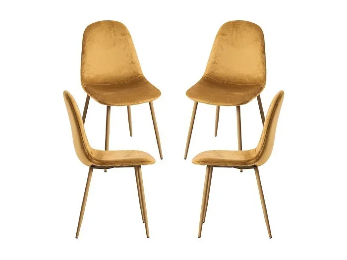 Packs Sillas Comedor – Pack 4 Sillas Teok Terciopelo – Mostaza