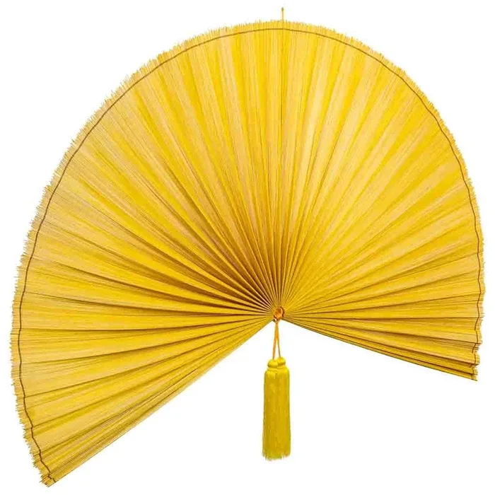 Palmito decoración de pared de bambú y tela amarillo 145x75x2h cm
