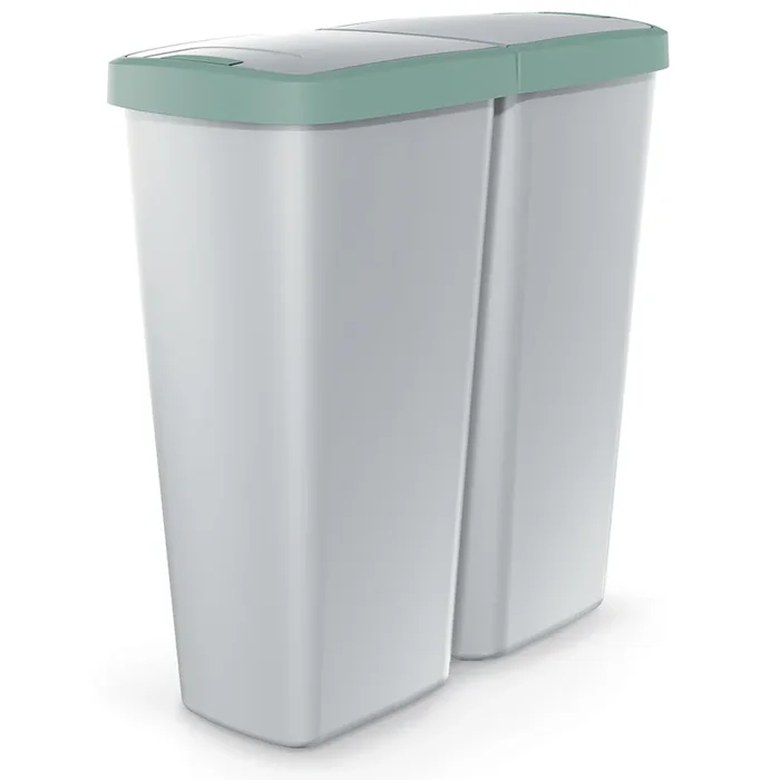 Papelera Duo gris/verde 50L 55x25x57cm