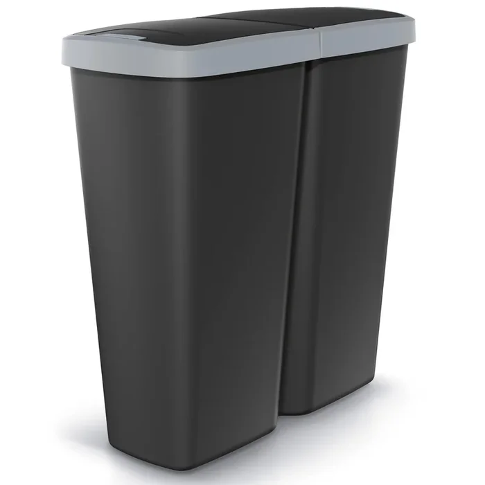 Papelera Duo negro/antracita 50L 55x25x57cm