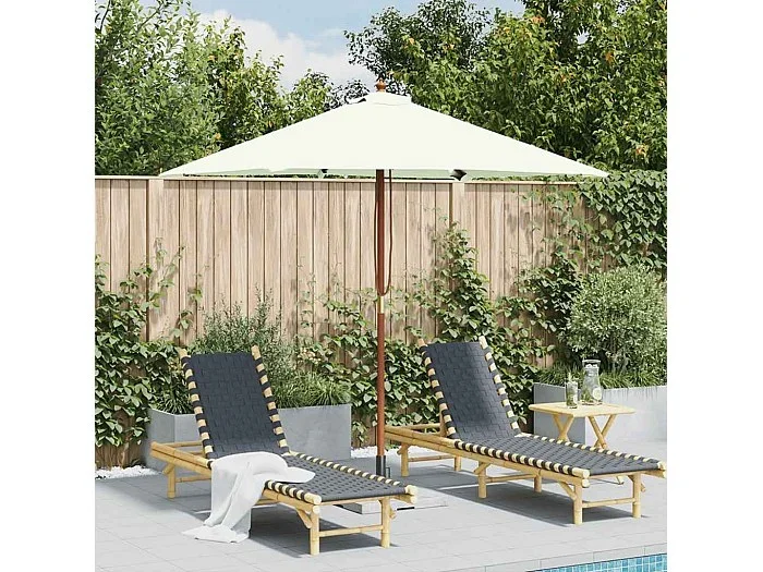 Parasol de exterior con mástil de madera 150×200 cm Arena