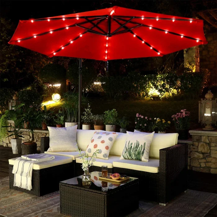 Parasol excéntrico de jardín Rojo-SONGMICS
