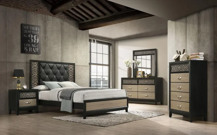 Paro Black Panel Bedroom Set