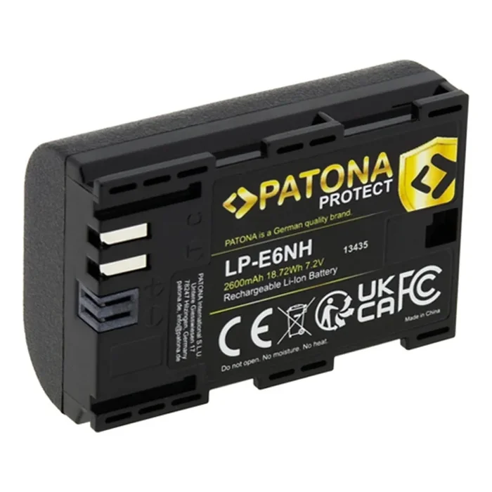 PATONA – Acumulador Canon LP-E6NH 2600mAh Li-Ion Protect EOS R5/R6