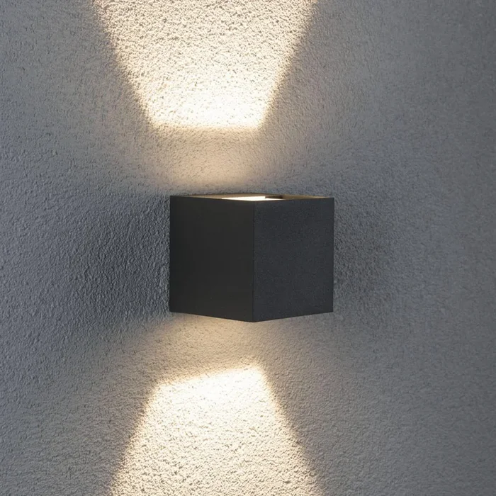 Paulmann Cybo aplique LED para exterior, 2700 K, 8 x 8 cm, gris