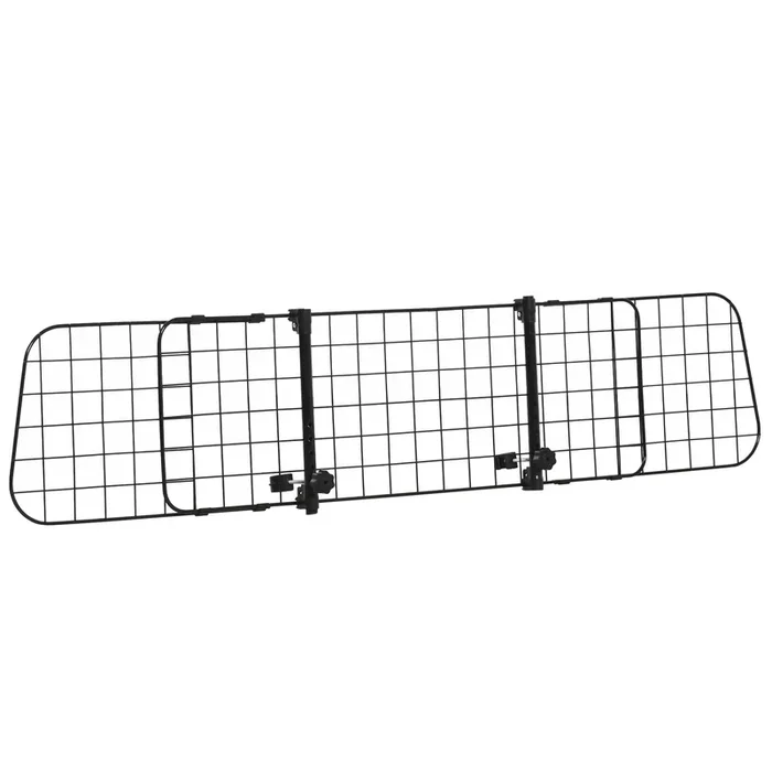 PawHut Barrera Protectora de Coche para Perros para Vehículo Universal Barrera Protectora Metálica Extensible para Asientos Traseros Maletero Equipaje Automóvil 91-152×30 cm Negro
