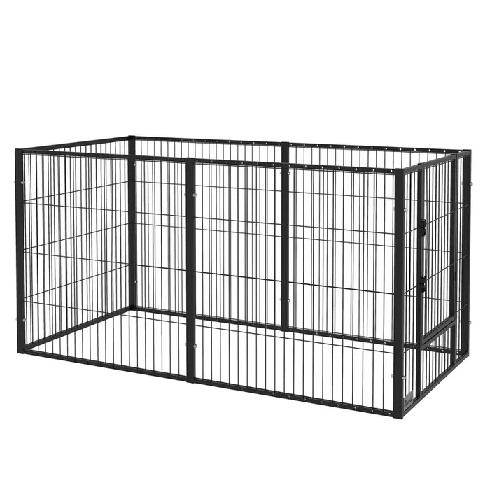 PawHut Parque para Perros de 6 Paneles Ajustable Corralito para Perros Cercado para Mascotas con Marco de Acero 82,5-150x79x81 cm Negro