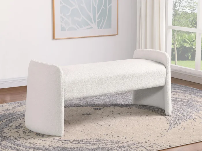 Peoria Velvet Ivory Upholstered Accent Bench