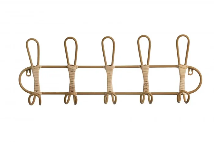 Percha Pared 5p. Metal/rattan Natural