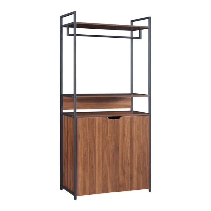 Perchero burro Larem con puertas 180x84x40cm – Efecto nogal [en.casa]