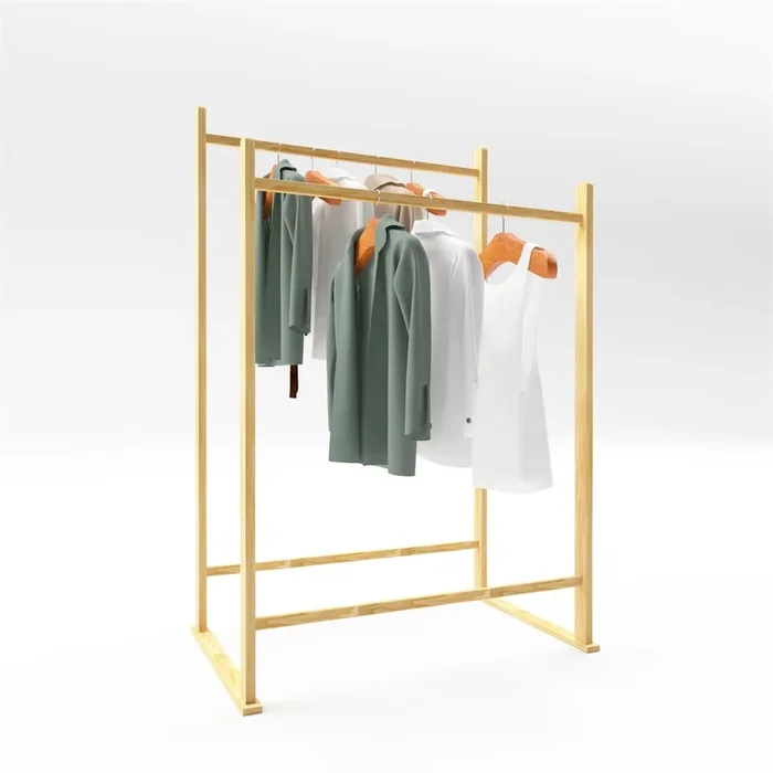 Perchero burro Marieham 2 barras pino 122x80x50cm – Natural [en.casa]