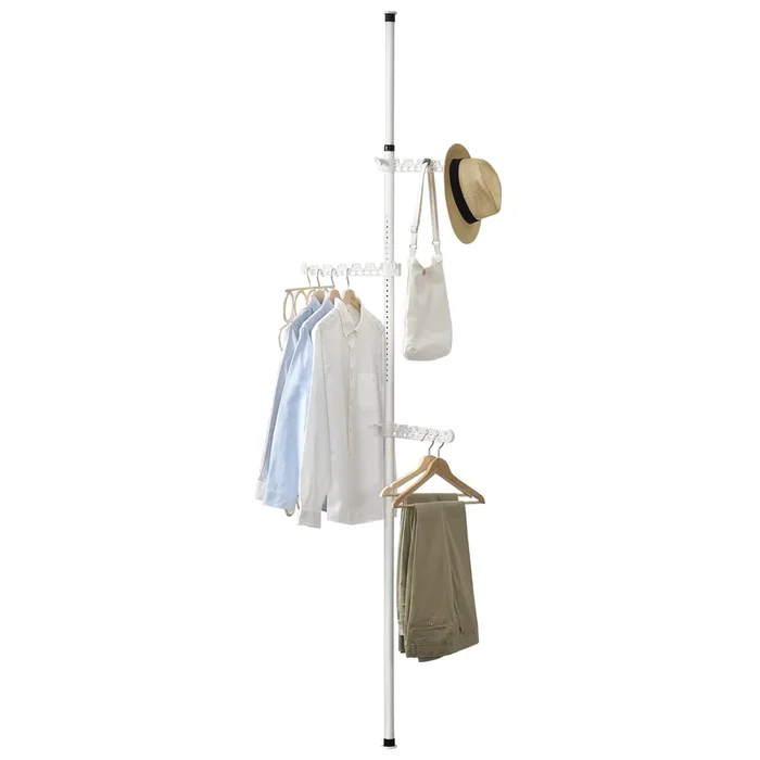 Perchero telescópico Havneby 110 – 305 x 30 cm Ajustable Metal/Plástico Blanco [en.casa]
