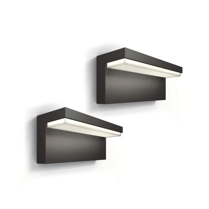 Philips Aplique LED para exterior Bustan UE, paquete de 2, 2700 K