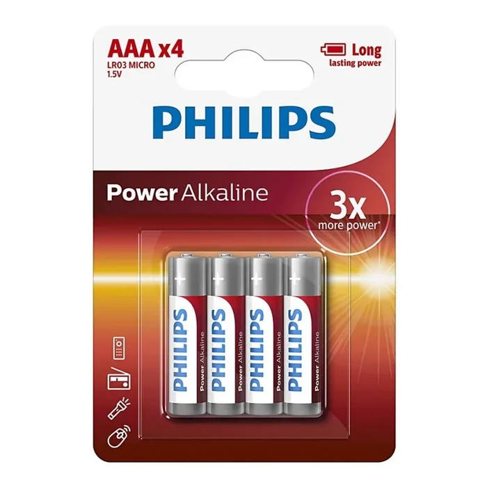 Philips LR03P4B/10 – 4 pz. Pila alcalina AAA POWER ALKALINE 1,5V 1150mAh