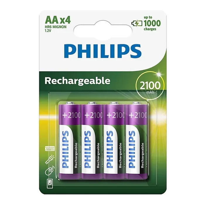 Philips R6B4A210/10 – 4 unidades Pilas recargables AA MULTILIFE NiMH/1,2V/2100 mAh