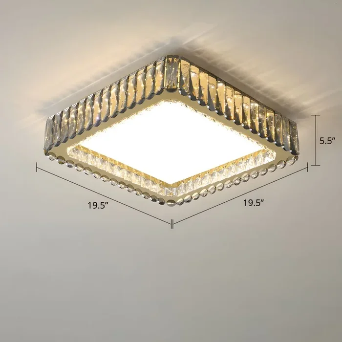 Plafón Empotrado LED de Bloques de Cristal Transparente Luminaria de Techo Contemporánea para Salón – 110 A 120 V Transparente 49,53 cm Cuadrado