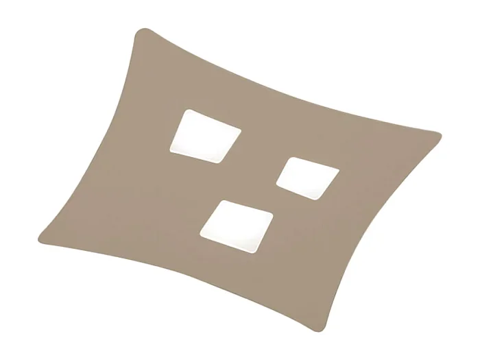 Plafón Isotta moderno 3 luces GX53 gris tórtola – Plafón curvo de metal 40x44cm, diseño geométrico, máx 3x8W, IP20, bombillas excluidas