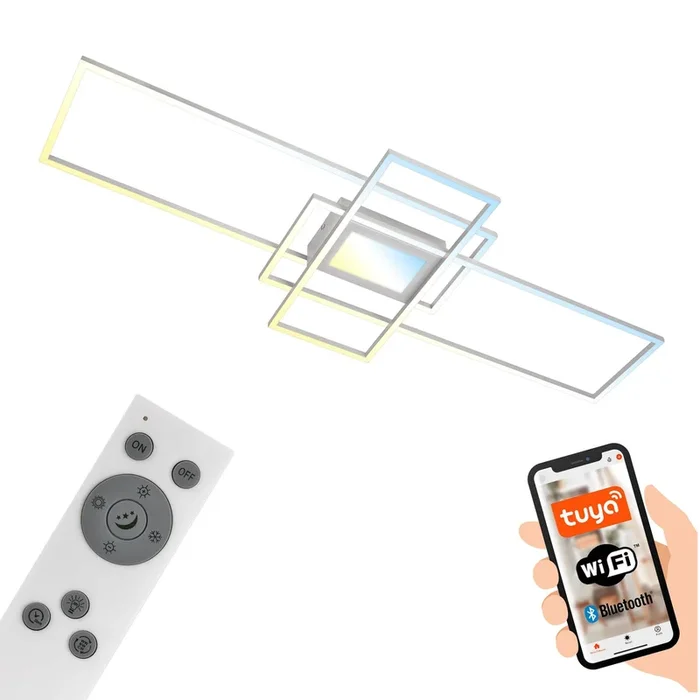Plafón LED inteligente Ram, color aluminio, CCT, control remoto