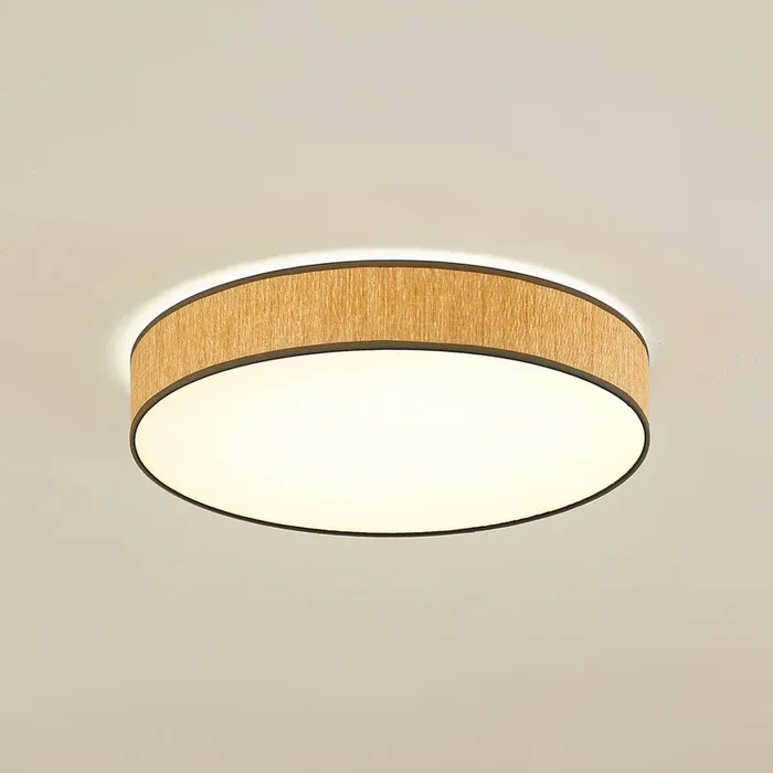 Plafón LED Lindby Jutis, beige, alga, Ø 50 cm
