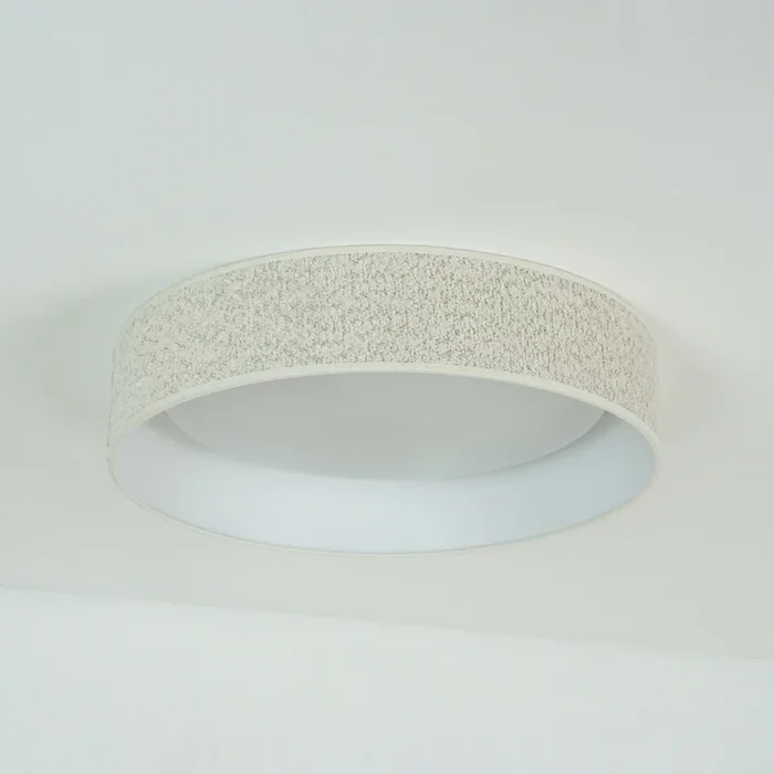 Plafón LED Plafond, crema, tela, Ø 45 cm, atenuable 3 veces