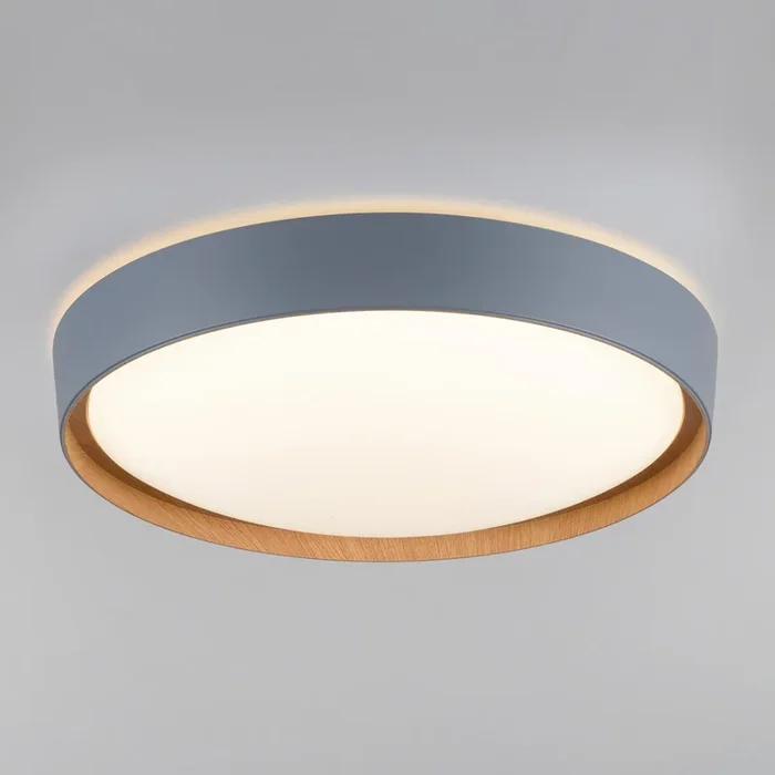 Plafón LED Q-EMILIA de Paul Neuhaus, gris/madera