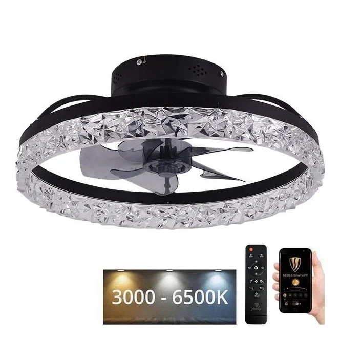 Plafón LED regulable con ventilador LED/35W/230V 3000-6500K negro + control remoto