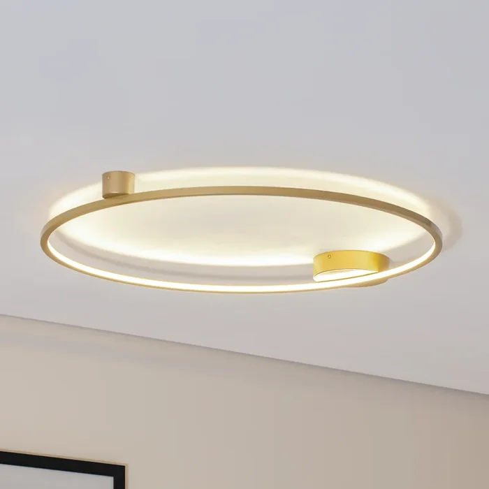 Plafón LED Saturno, dorado, Ø 80 cm, metal, 4000 K