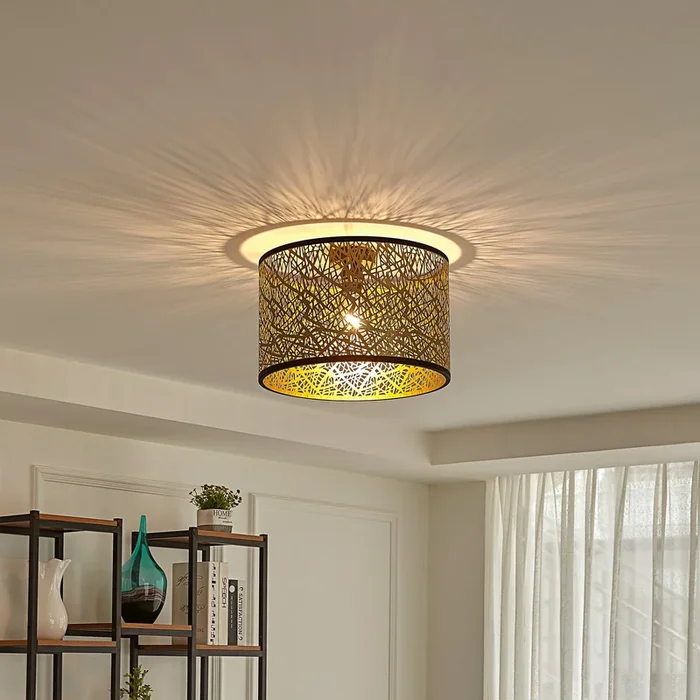 Plafón Lindby Yonah, dorado, metal, Ø 40 cm, E27