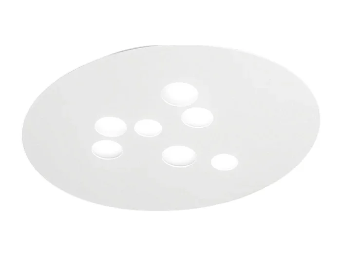 Plafón Luna de metal blanco 72,5x60cm, 7 luces GX53 máx 7x8W, IP20, diseño moderno redondo, bombillas no incluidas