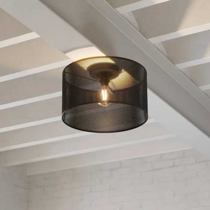 Plafón Manby, Ø 45 cm, negro, acero