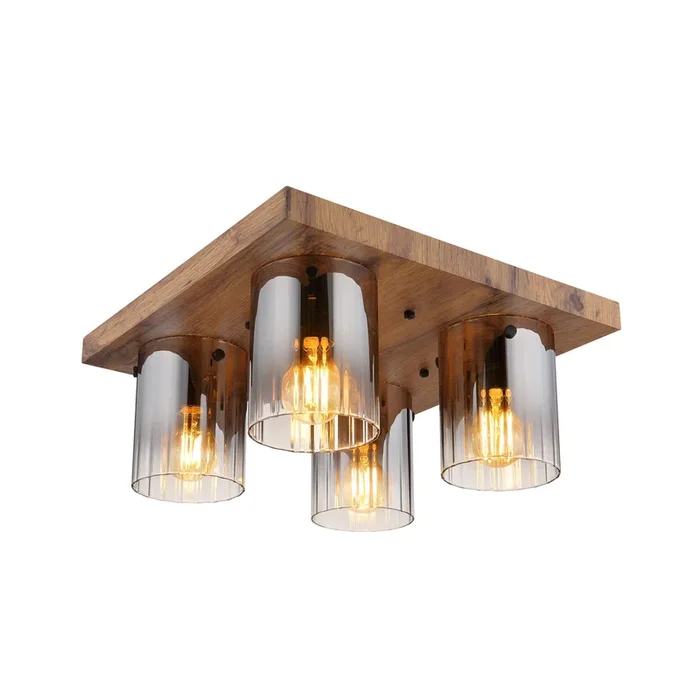 Plafón Underwood, longitud 41 cm, marrón/gris humo, MDF
