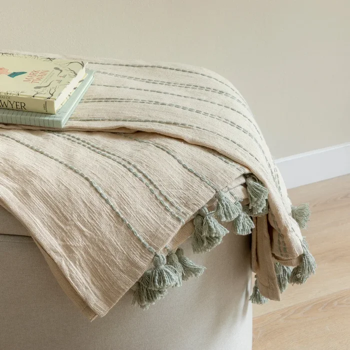 Plaid menta Pomline Menta – Kenay Home