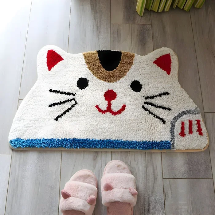 Polipropileno Alfombra Irregular Infantil Tapiz Multicolor con Patrón de Animal para Entrada, Antideslizante – Beige 40 x 70 cm